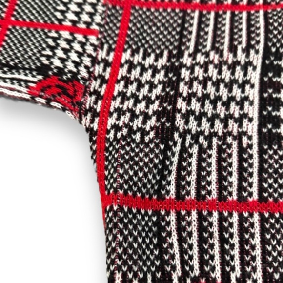 Vintage 80s Rose Plaid Floral Sweater Women’s Size XS Black Red Houndstooth - Picture 7 of 15